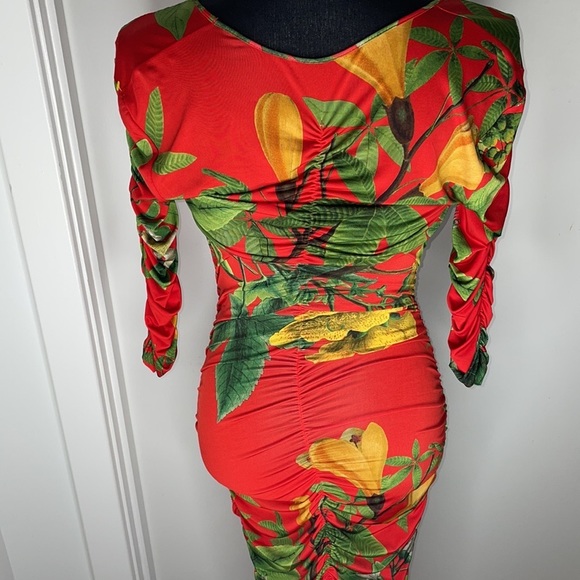 Vintage Royal Palm Print Dress Size M - Picture 3 of 5
